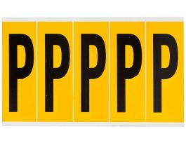 Outdoor Vinyl 3.875 in Black on Yellow Letters P Card of 5 Labels