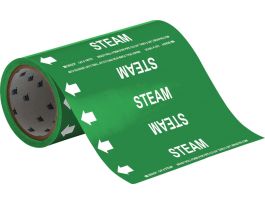 Steam Pipe Marker, 30' H x 8" W, Roll of 30', Fits Pipes 2" Dia. or Smaller