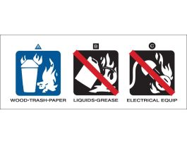 Water Based Fire Extinguisher Labels, 2" H x 5" W x 0.0035" D, Black/Blue on White