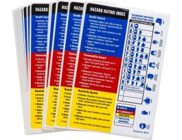 HMIG Self-Adh High Gloss Lbl (Reactivity), 5.87" H x 4" W x 0.0038" D, Black/Blue/Red/Yellow on White