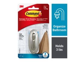 Command™ Traditional Hook 17051BN-B Medium Brushed Nickel