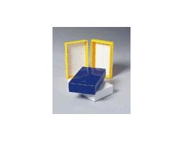 Polystyrene slide holder; blue, holds 25 slides, 75 x 25 mm