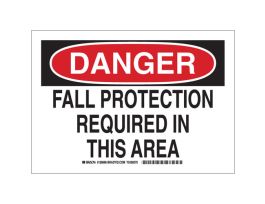 DANGER Fall Protection Required In This Area Sign, 10" H x 14" W x 0.06" D, Polystyrene