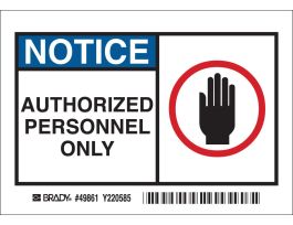 Notice Authorized Personnel w/Pictogram, Pack of 5 Labels