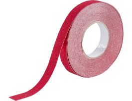 Anti-Skid Tape Roll - Grit-Coated Polyester, Solid Color, Red, 1" x 60'