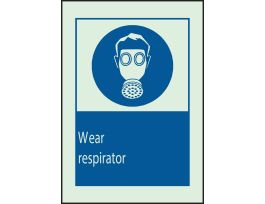 BradyGlo Wear Respirator Sign, 14" H x 10" W x 0.008" D, Polyester