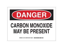 DANGER Carbon Monoxide May Be Present Sign, 10" H x 14" W x 0.06" D, Polystyrene