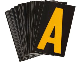 BradyLite 1 in Reflective Numbers Yellow on Black, A 25/PK