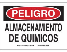 PELIGRO Almacenamiento De Quimicos Sign, 7" H x 10" W x 0.06" D, Polystyrene