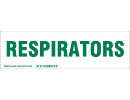 RESPIRATORS Label, Green on White, 3.5" H x 12" W x 0.006" D