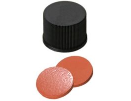 Screw Cap, Polypropylene, Black, 10 mm, Closed, Rubber/PTFE Septa; 1000/pk