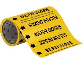 SULFUR DIOXIDE Pipe Marker, 30' H x 8" W, Roll of 30', Fits Pipes 2" Dia. or Smaller