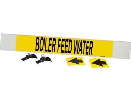Boiler Feed Water Pipe Marker, 4" H x 24" W, Fits Pipes 8" Dia. or Larger