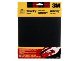 3M™ Wetordry™ Sanding Sheets 9086DC-NA, 9 in x 11 in, 320 grit, 5 sheets/pk, 10 pks/inner, 50 pks/cs