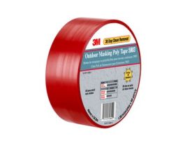 3M™ Outdoor Masking Poly Tape 5903, Red, Variable Width x 60 yd, 4 Roll/Case