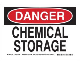 DANGER Chemical Storage Sign, 7" H x 10" W x 0.055" D, Polypropylene