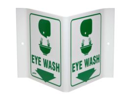 V Eye Wash Sign, 12" H x 18" W x 0.055" D, Polyethylene