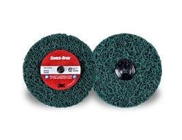 Scotch-Brite™ Roloc™+ Clean and Strip XT Pro Extra Cut Disc, XC-DR+, A/O Extra Coarse, TR+, Green, 4 in x 1/2 in, 10 ea/Case