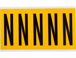 Outdoor Vinyl 3.875 in Black on Yellow Letters N Card of 5 Labels