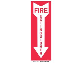 BradyGlo Fire Extinguisher Sign, 14" H x 5" W x 0.063" D, Red on Glow, Polystyrene