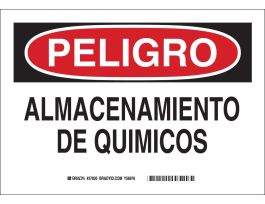PELIGRO Almacenamiento De Quimicos Sign, 10" H x 14" W x 0.035" D, Aluminum