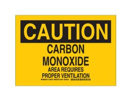 CAUTION Carbon Monoxide Area Requires Proper Ventilation Sign, 7" H x 10" W x 0.006" D, Polyester