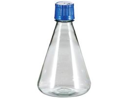 Flat-Base Sterile Erlenmeyer Shaker Flask, 2000 mL, PP, packs of 6, 24/CS