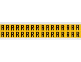 Outdoor Vinyl 0.625 in Black on Yellow Letters R Card of 32 Labels