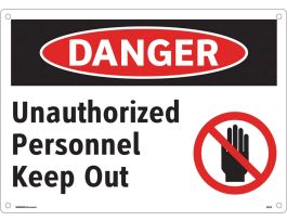 DANGER Unauthorized Personnel Keep Out w/Pictogram Sign, 7" H x 10" W