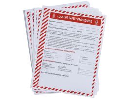 Lockout Procedure Forms, Pack of 25 Each