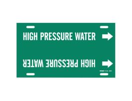 Snap-On Pipe Marker: HIGH PRESSUREWater24" W, Fits Pipes 8" Dia. Thru 9.875" Dia.