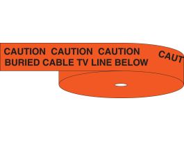Identoline® Underground Tape Roll - Polyethylene, CAUTION BURIED CABLE TV LINE BELOW, Black on Orange, 6" x 1000'