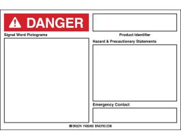 Blank DANGER GHS Labels, 4" H x 6" W x .004" D, Vinyl
