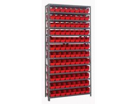 18IN X 36IN X 75IN 96 RED BINS 4IN BIN