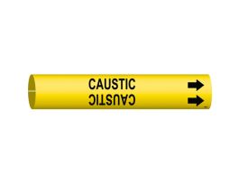 CAUSTIC Pipe Marker, 2" H x 2" W, Fits Pipes 2.5" Dia. Thru 3.875" Dia.