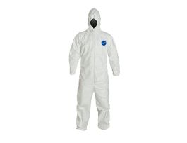 Tyvek® 400 Coverall, Respirator Hood, Elastic Wrists, Ankles and Waist, Serged Seams, Comfort Fit, 25/CS, White