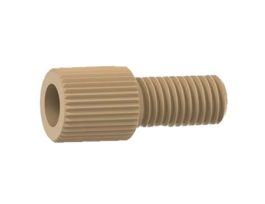 Super Flangeless Nut, Standard Knurl, Natural PEEK, 1/32" or 1/16" OD Tubing, 1/4-28 Flat Bottom; 10/PK