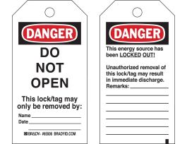 DANGER Do Not Open Lockout Tagout Tags Polyester 5.75 in H x 3 in W 25PK