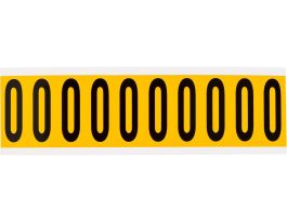 Outdoor Vinyl 1.938 in Black on Yellow Numbers 0 Card of 10 Labels