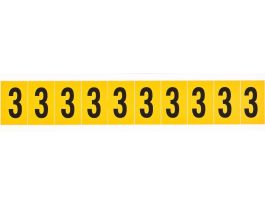 Outdoor Vinyl 1 in Black on Yellow Numbers 3 Card of 10 Labels
