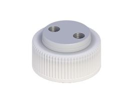 Solvent Delivery Cap w/ 304 SS Port Thread Inserts, two 1/4"-28, 38 mm Wako; 1/ea