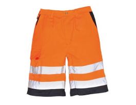 SHORTS HI-VIS PE/COTTON OR/NAVY BL XXL
