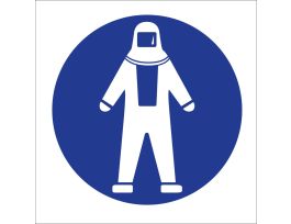 Full Protection Suit Symbol Labels, 0.75" H x 0.75" W x 0.004" D, Card of 36 Labels, Blue on White