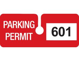 Rearview mirror hanging tags, Number Sequence 601 to 700, Red