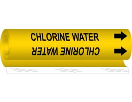 Wrap Around Pipe Marker: CHLORINE WATER, 8" H x 5" W, Fits Pipes 0.5" Dia. Thru 1.375" Dia.