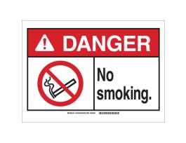 DANGER w/Large Header No Smoking. Sign, 7" H x 10" W x 0.035" D, Aluminum