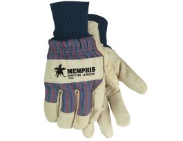 GLOVES LEATHER BL KNIT WRIST LARGE DZ