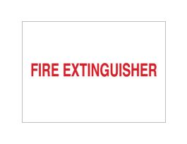 Fire Extinguisher Sign, 10" H x 14" W x 0.006" D, Red on White, Polyester