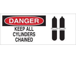DANGER Keep All Cylinders Chained Sign, 7" H x 17" W x 0.1" D, Fiberglass