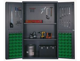 CABINET W/64 GREEN BINS STEEL 48X24X72IN
